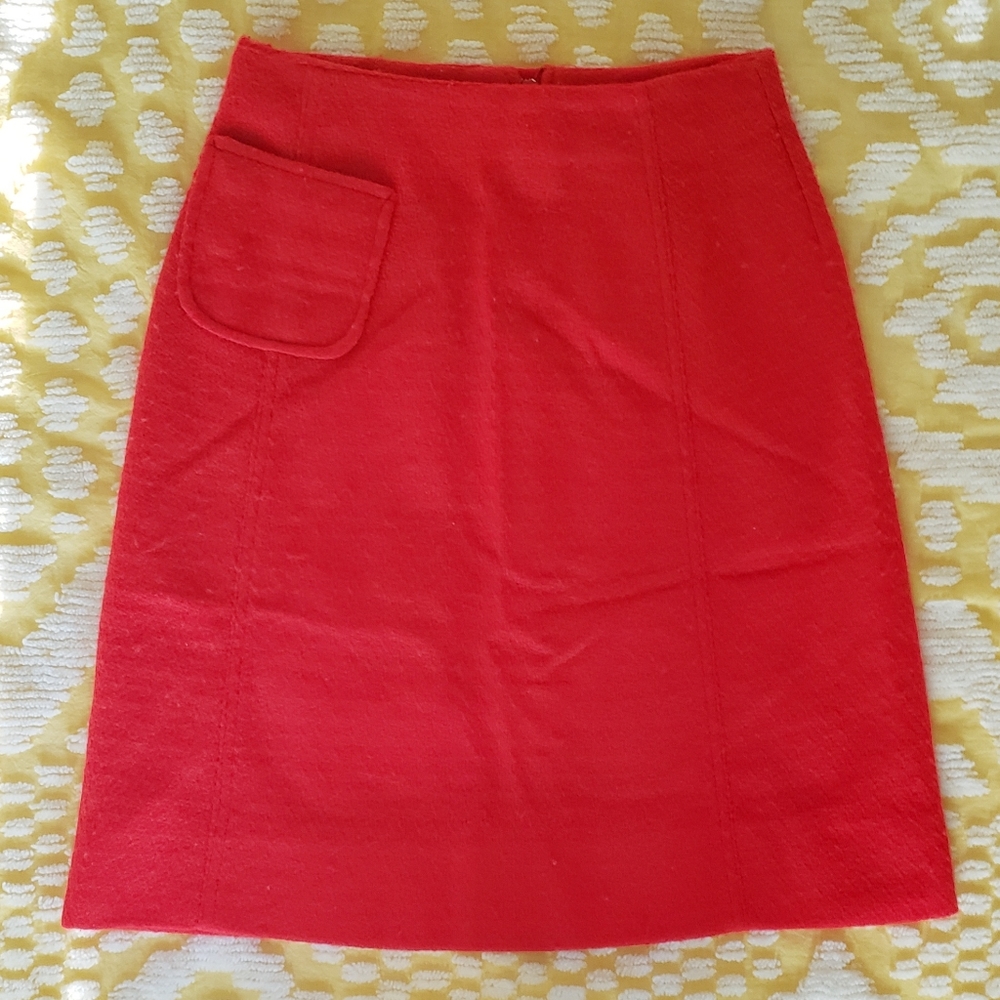 🌈 Vintage Red A-line Skirt with Side Pocket